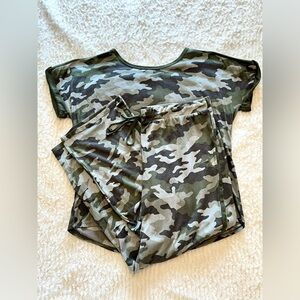 EUC M Camouflage Shirt and Pants Pajama Loungewear Set Lucky Brand